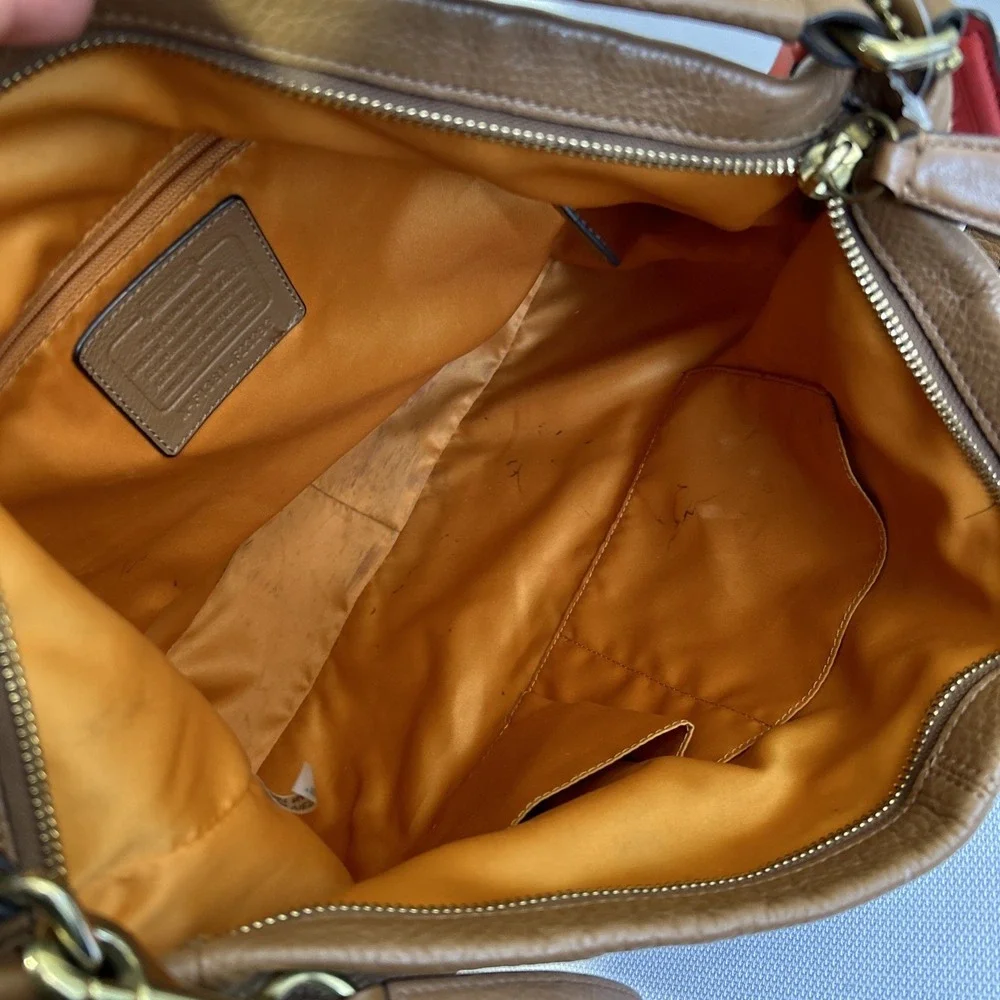 COACH #F23293  Pebble Brown Leather Hobo 2Way Shoulder/Hand Bag